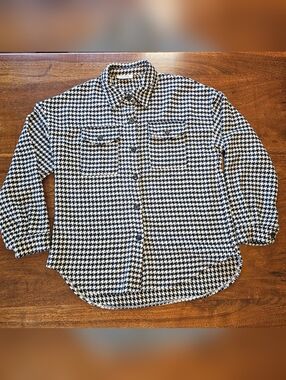 Daphne Lo Houndstooth Jacket Button Down Top in Black and White Size Meduim